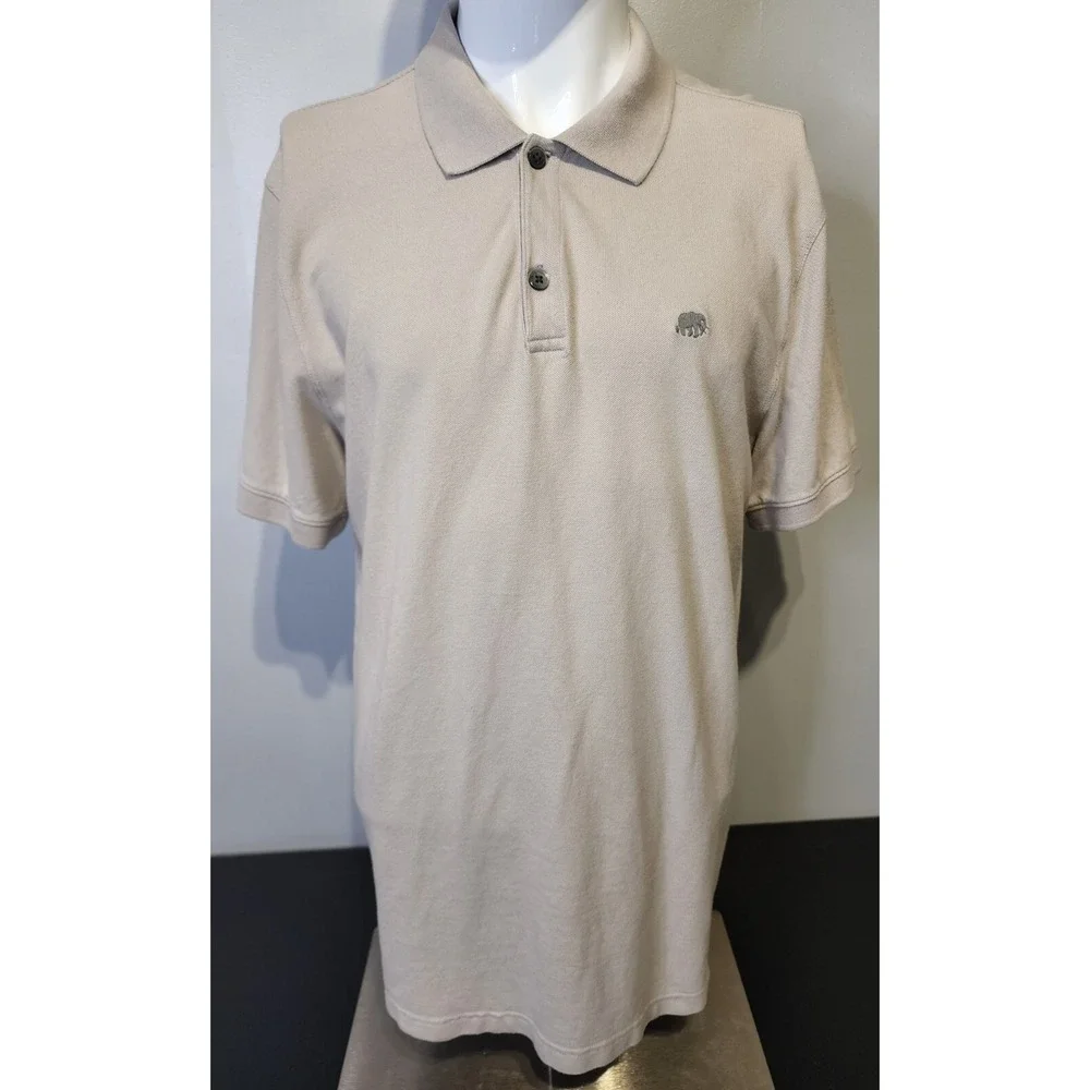 Banana Republic Shirt Mens Large Polo Tan Short Sleeve Cotton Golf Preppy Rugby‎